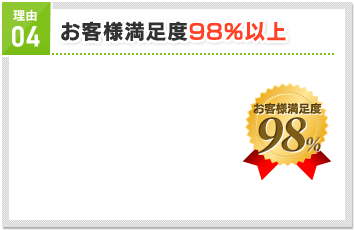 お客様満足度98％以上